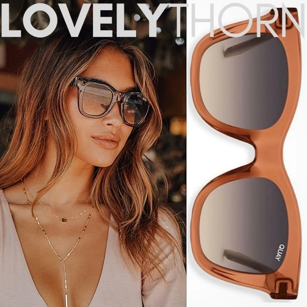 QUAY // ltd ed frosted toffee frame smokey gradient lens modern glam wayfarers